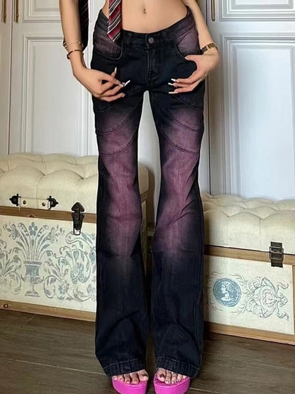 Ombre Purple Low Waist Flare Jeans