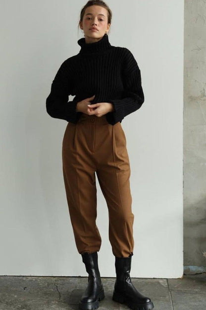 Striped Turtleneck Bell Sleeve Sweater