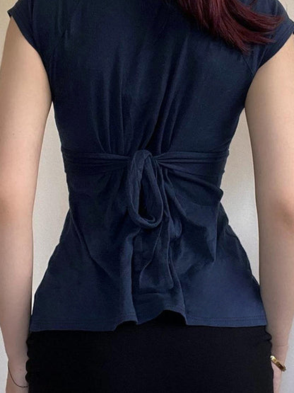 Strappy Bow Short Sleeve Tee