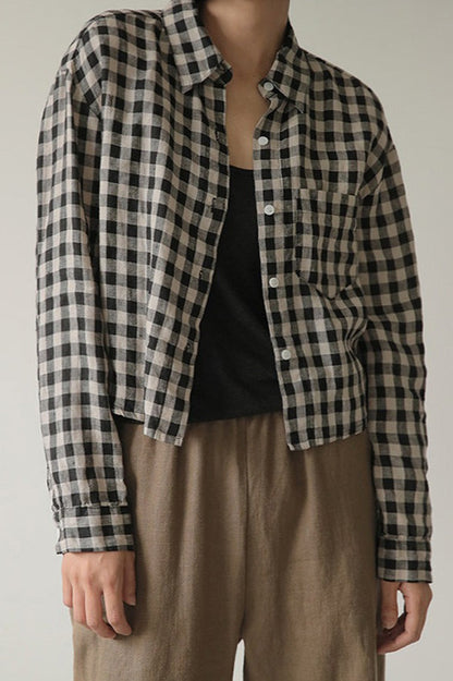 Casual Check Pocket Blouse