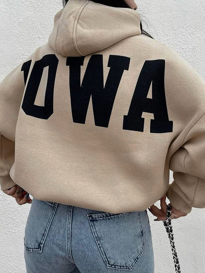 Letter Print Short Oversized Hoodie