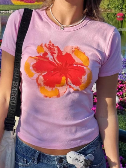 Floral Print Short Sleeve Tee