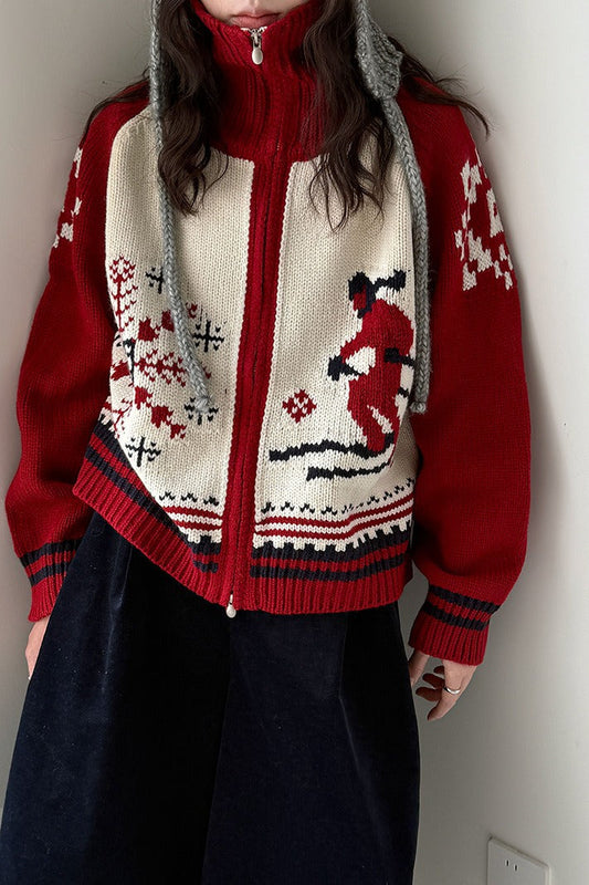 Retro Double Zip Cardigan