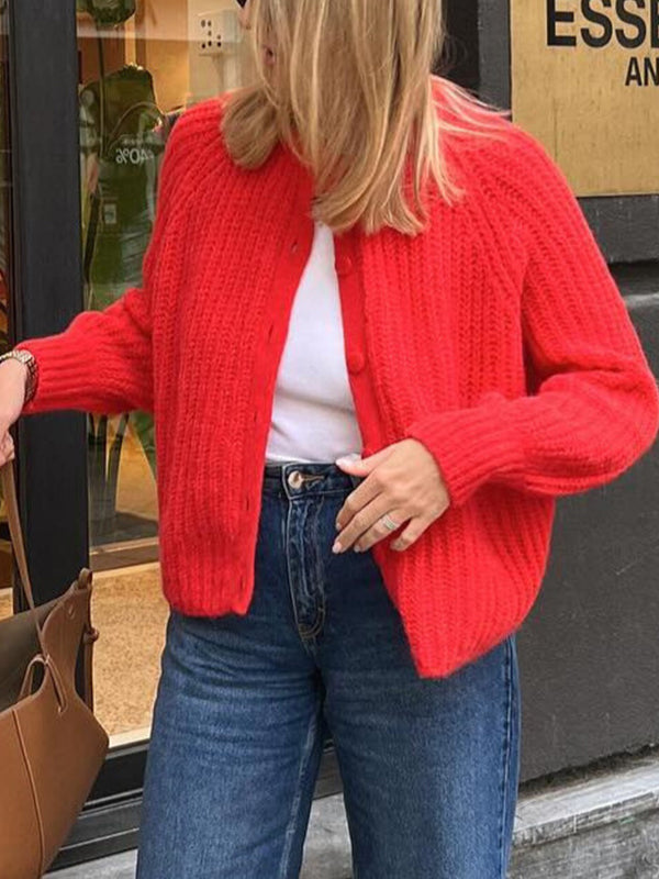 Solid Color Long Sleeve Cardigan