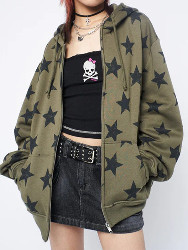 Star Print Oversized Hoodie