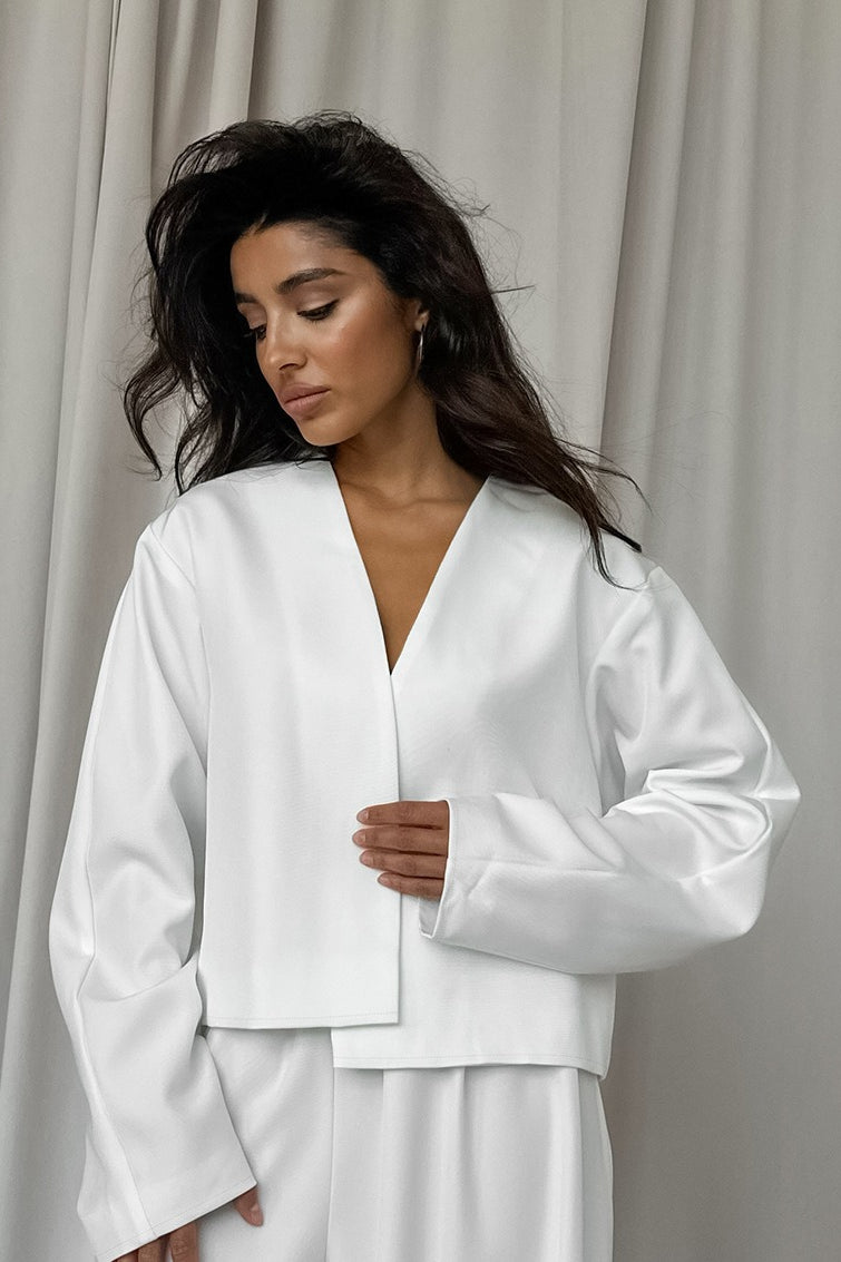 | Solid V-neck Cardigan and Tapered Two Piece Set