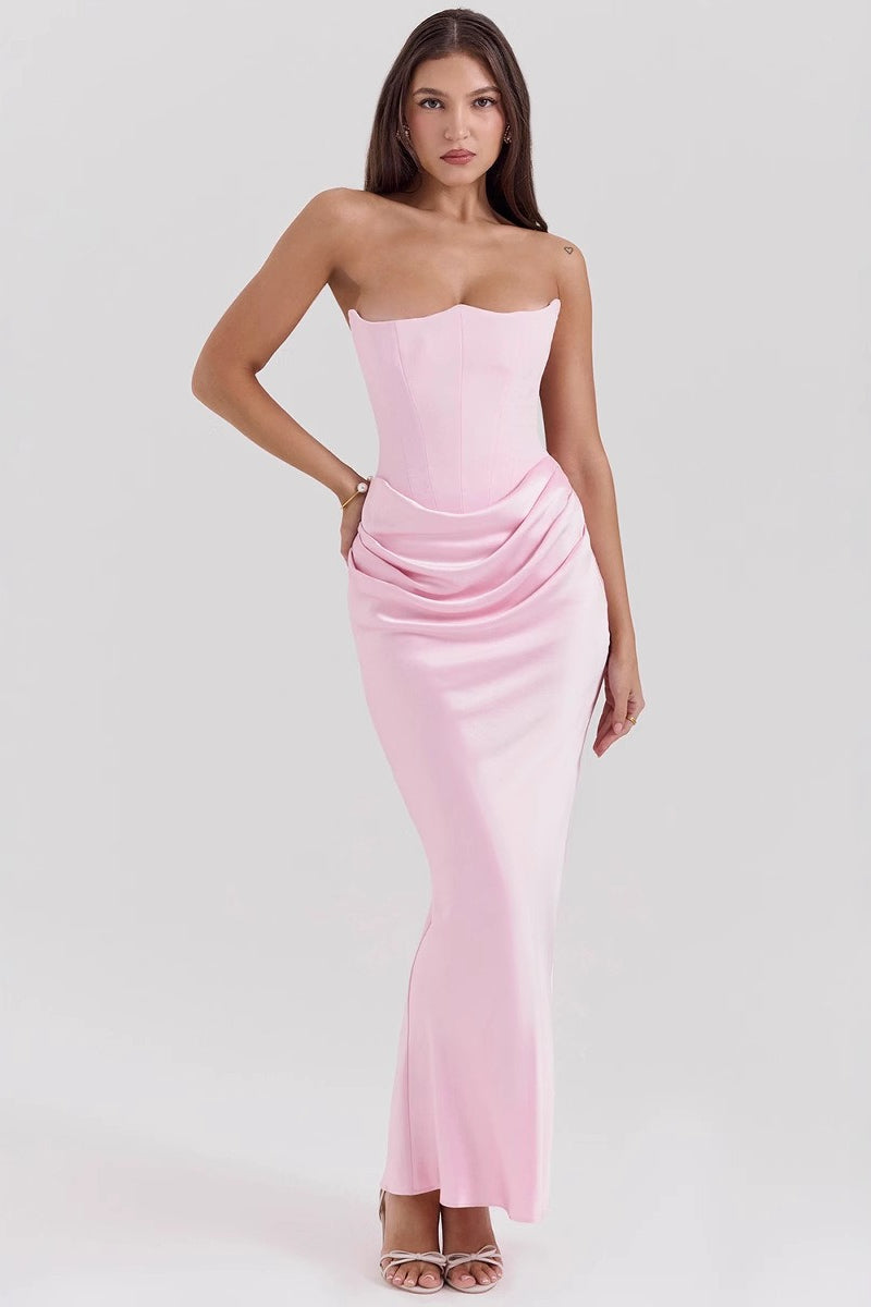 | Strapless Boned Corset Maxi Dress