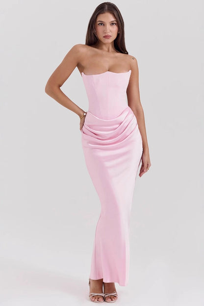 | Strapless Boned Corset Maxi Dress