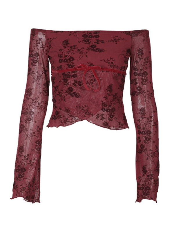 Off Shoulder Long Sleeves Tee