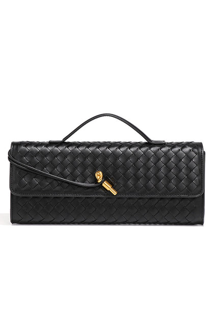 Woven Soft Leather Horizontal Square Accordion Bag