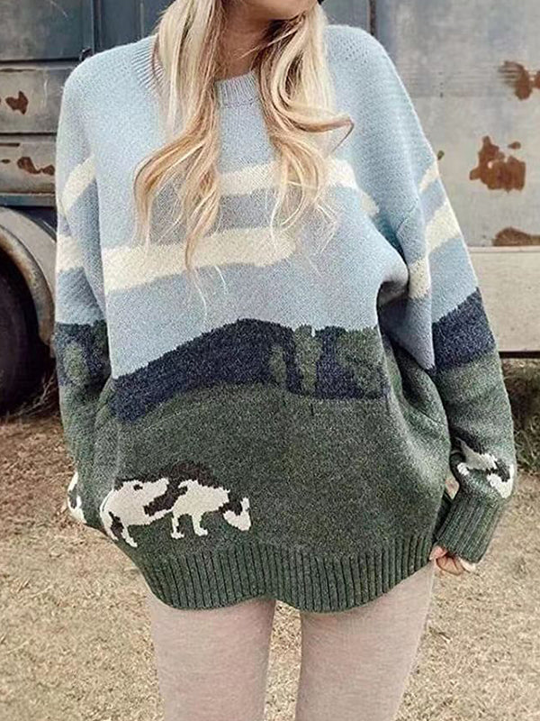 Cow Print Oversized Sweaters