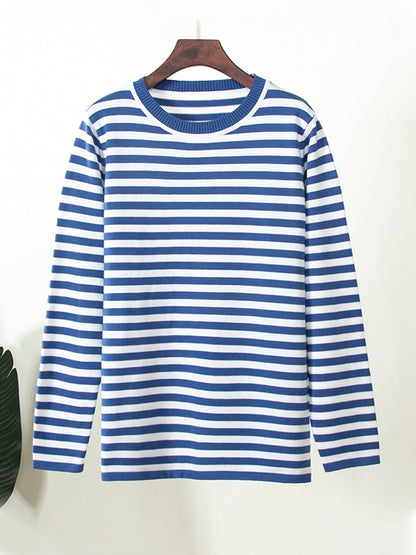 Striped Crew Neck Knit Sweater