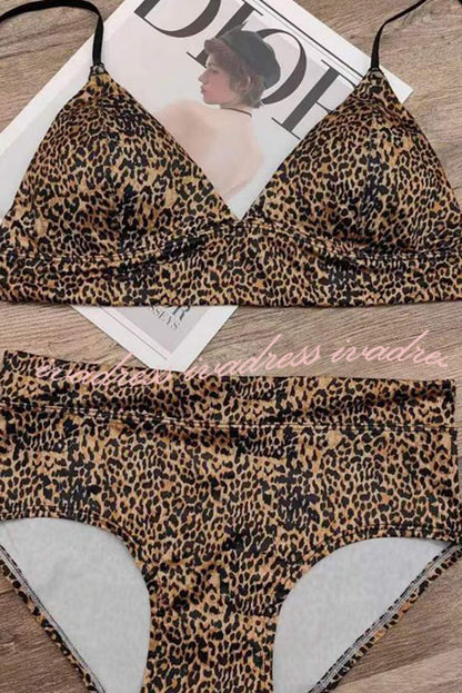 Solid Color Suspender Stretch Two Piece Bikini Swimsuit