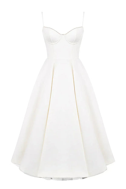 Women’s Sleeveless Corset Midi Dress - Elegant Dinner Party Style