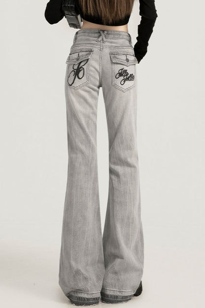 Smoky Gray Slim Bootcut Versatile Jeans