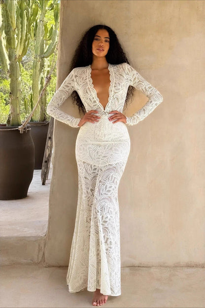 | Lace Cutout Bodycon Maxi Dress