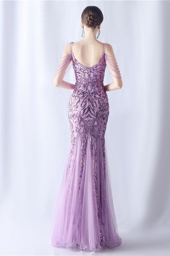 | Beaded Mesh Maxi Dress