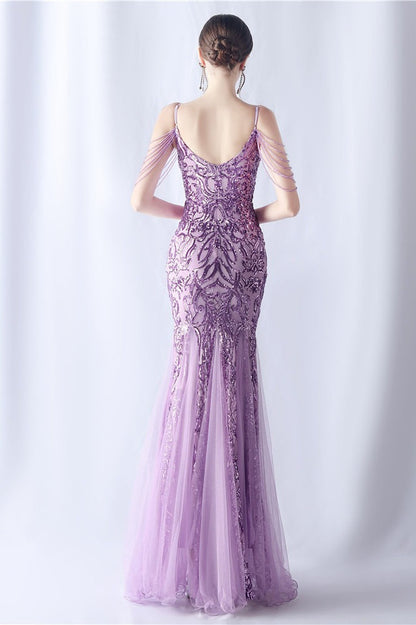 | Beaded Mesh Maxi Dress