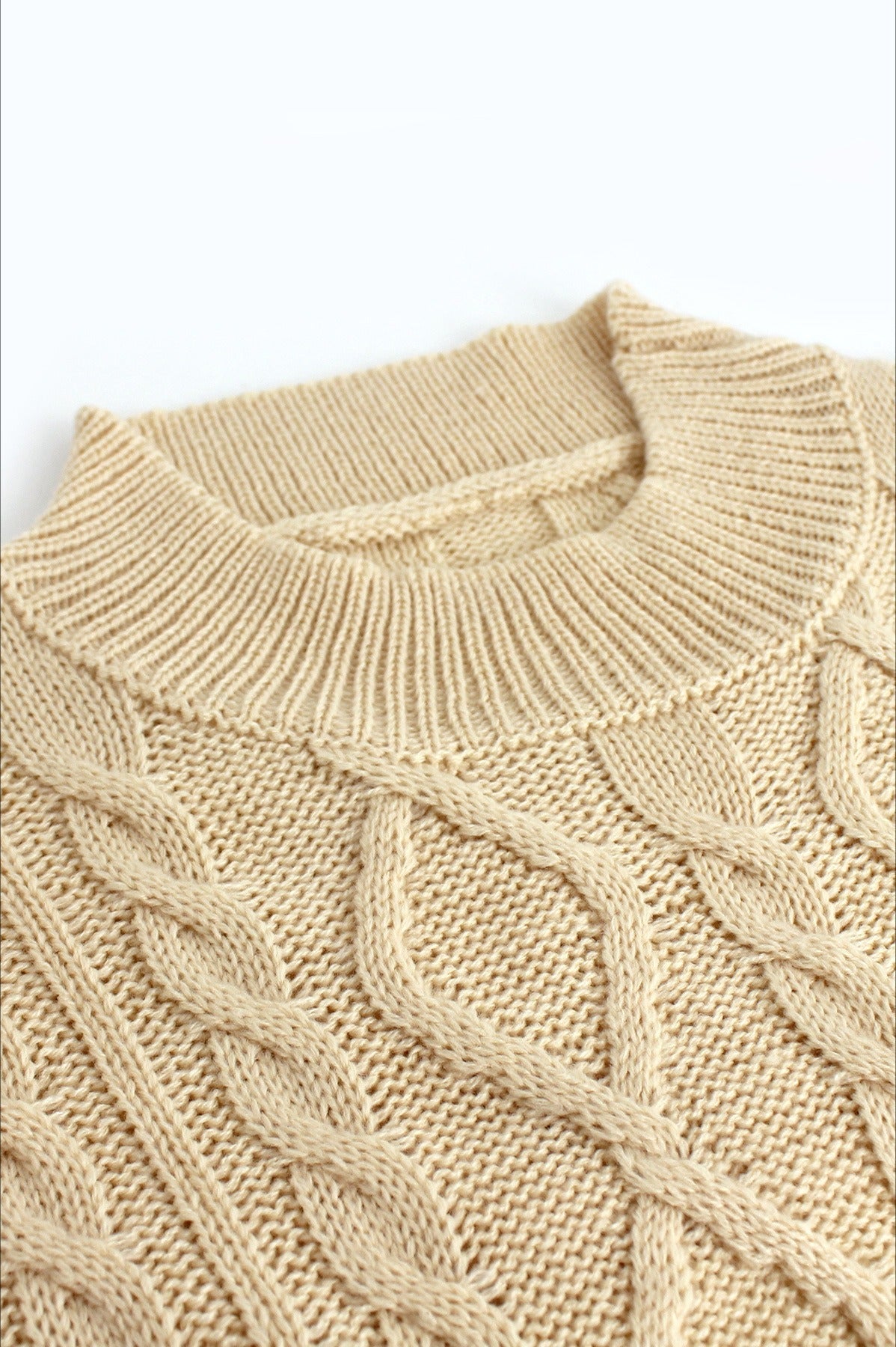 Cable Knit Mock Neck Open-Back Arch Cutout Sweater Mini Dress