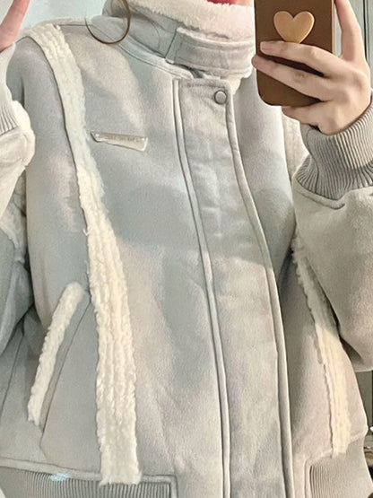 Suede Lambswool Splice Short Jacket