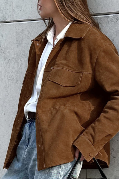 Retro Suede Lapel Slim Jacket