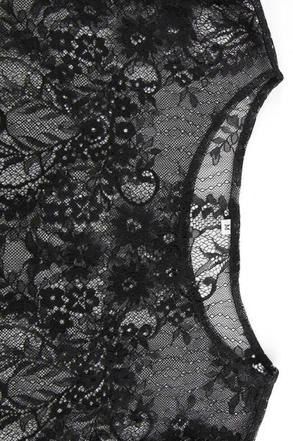Lace Applique Sheer Tiered Maxi Skirt Set