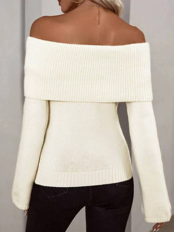 Solid Off Shoulder Knit Sweater