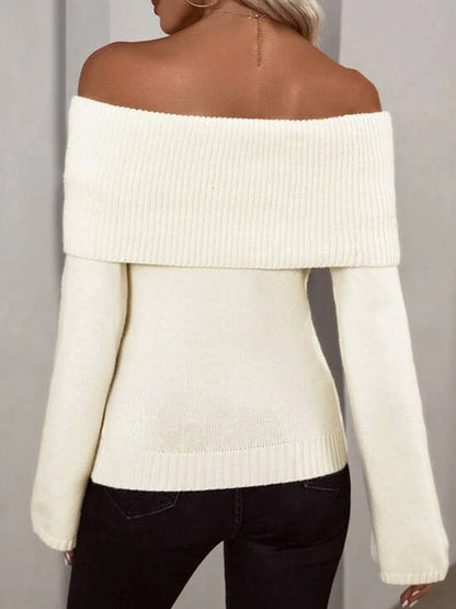 Solid Off Shoulder Knit Sweater