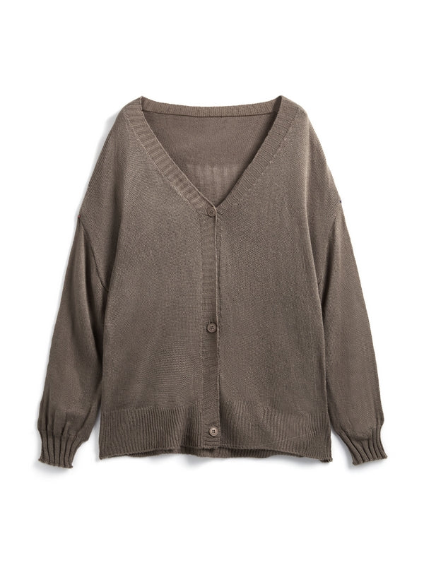 Mohair Solid Lantern Sleeve Baggy Cardigan