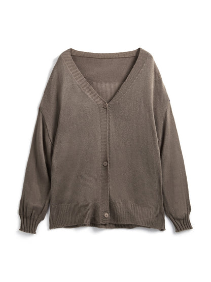 Mohair Solid Lantern Sleeve Baggy Cardigan
