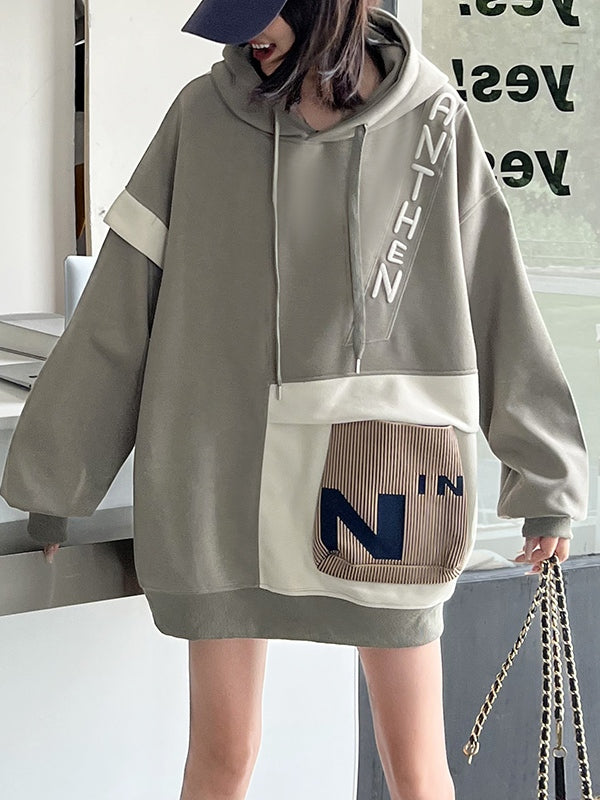 Irregular Splice Design Oversized Hoodie