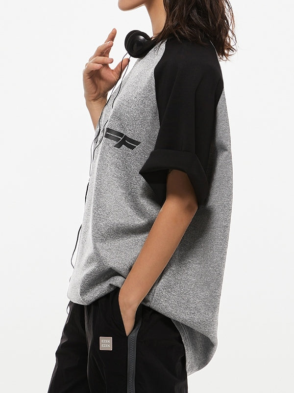 Letter Print Raglan Oversized Short Sleeve Tee