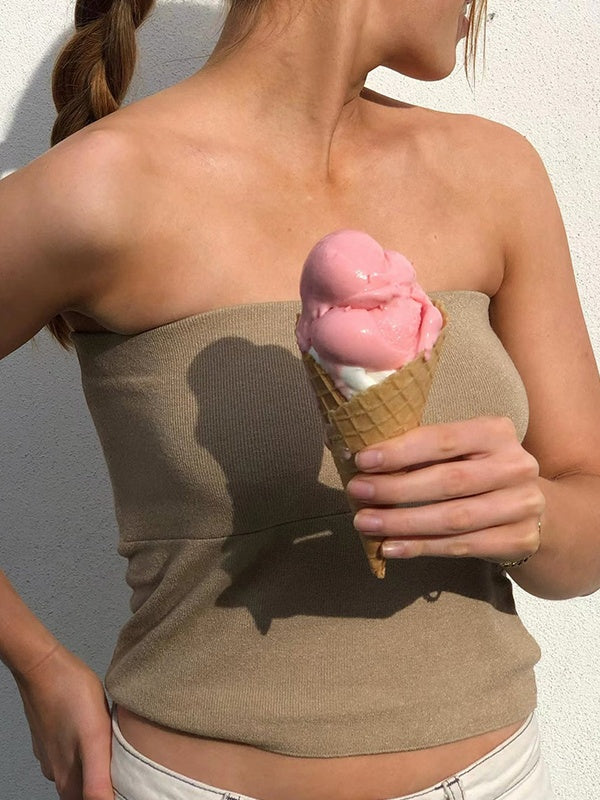 Solid Color Slim Bandeau Top