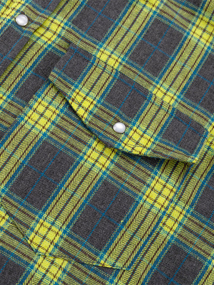 Vintage Plaid Print Long Sleeve Blouse