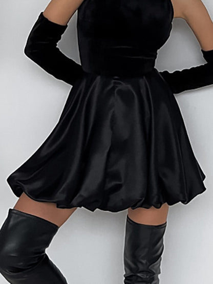 Satin Pleated A-line Mini Skirt