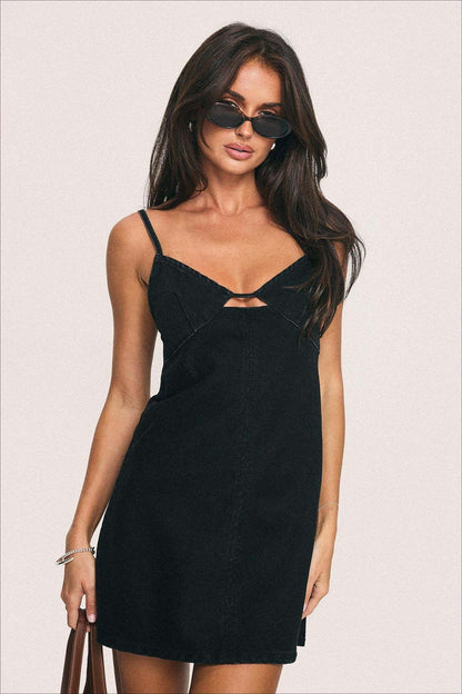 Sexy Low Cut Spaghetti Strap Denim Dress