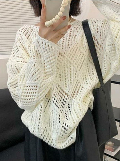 Cutout Loose Long Sleeve Knit