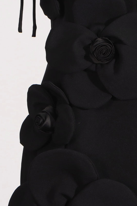 3D Floral Applique Strapless Bodycon Mini Dress