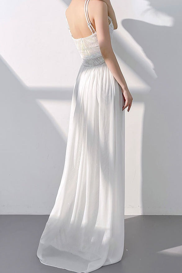 Halter Neck Chevron Sequin Mermaid Maxi Gown