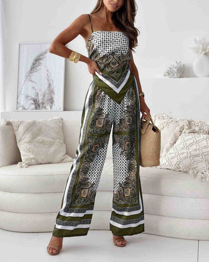 Printed Vest & Pants Two Piece Set
