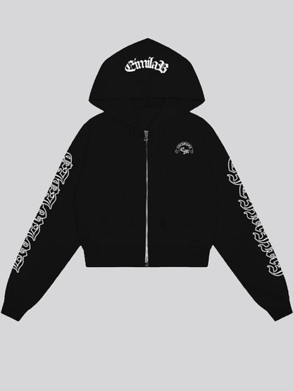 Retro Cross Letter Print Hoodie Sweatshirts
