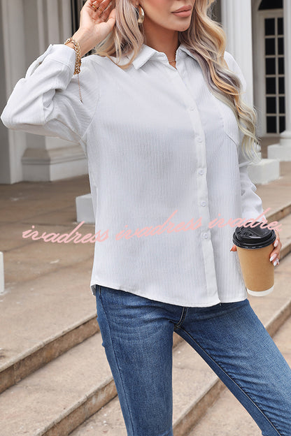Tiko Miko Corduroy Button Down Long Sleeve Pocket Striped Shirt