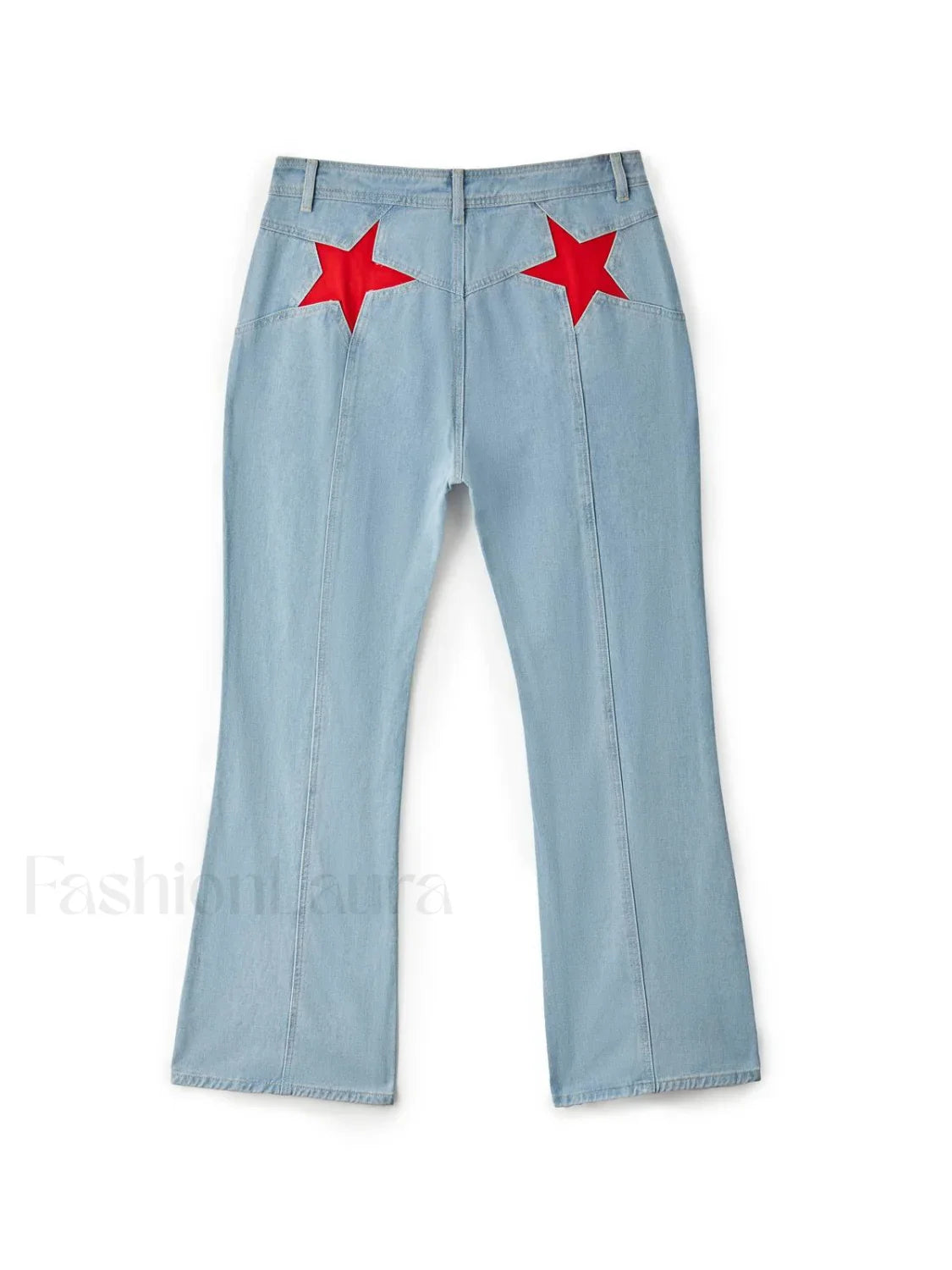 Back Star Patchwork Flare Jeans