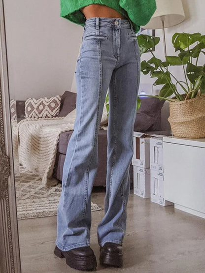 Back Star Patchwork Flare Jeans