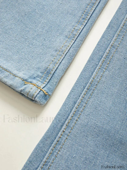 Back Star Patchwork Flare Jeans