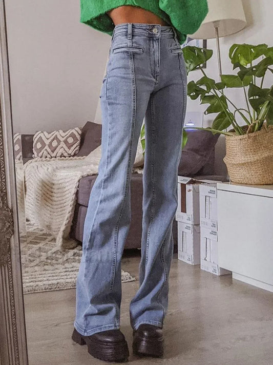 Back Star Patchwork Flare Jeans