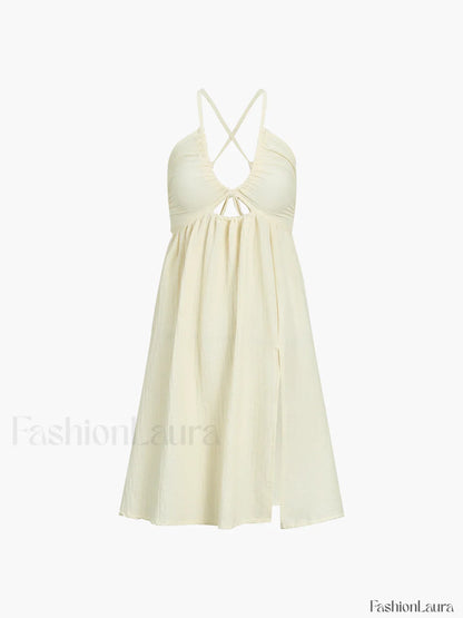Backless Criss Cross Split Midi Dress