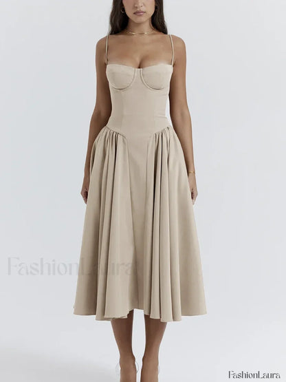 Backless Dropped-Waist Midi Dress