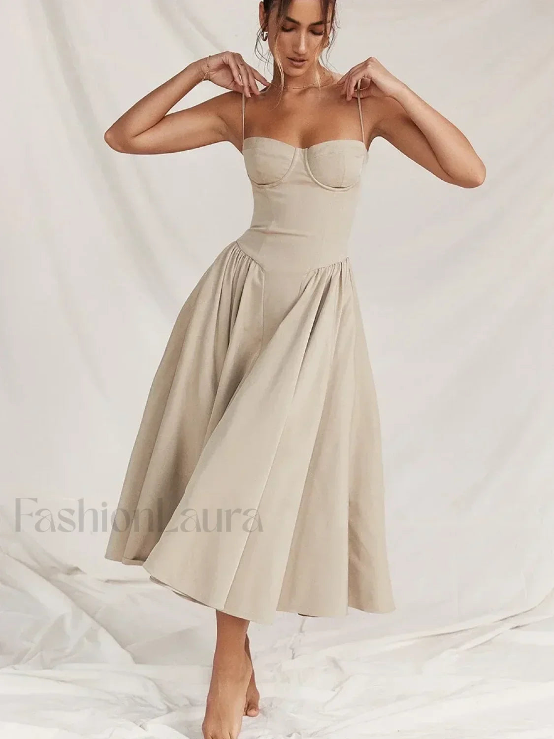 Backless Dropped-Waist Midi Dress