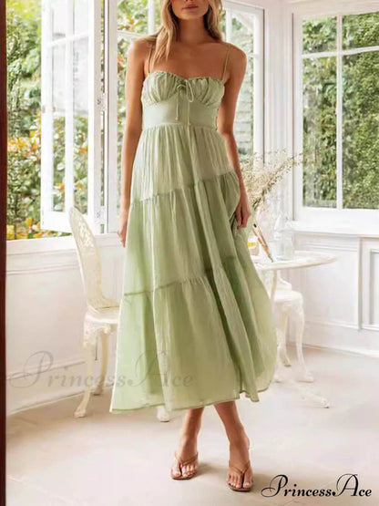 Backless Lace-Up Sleeveless Charming Patchwork Slip Dress